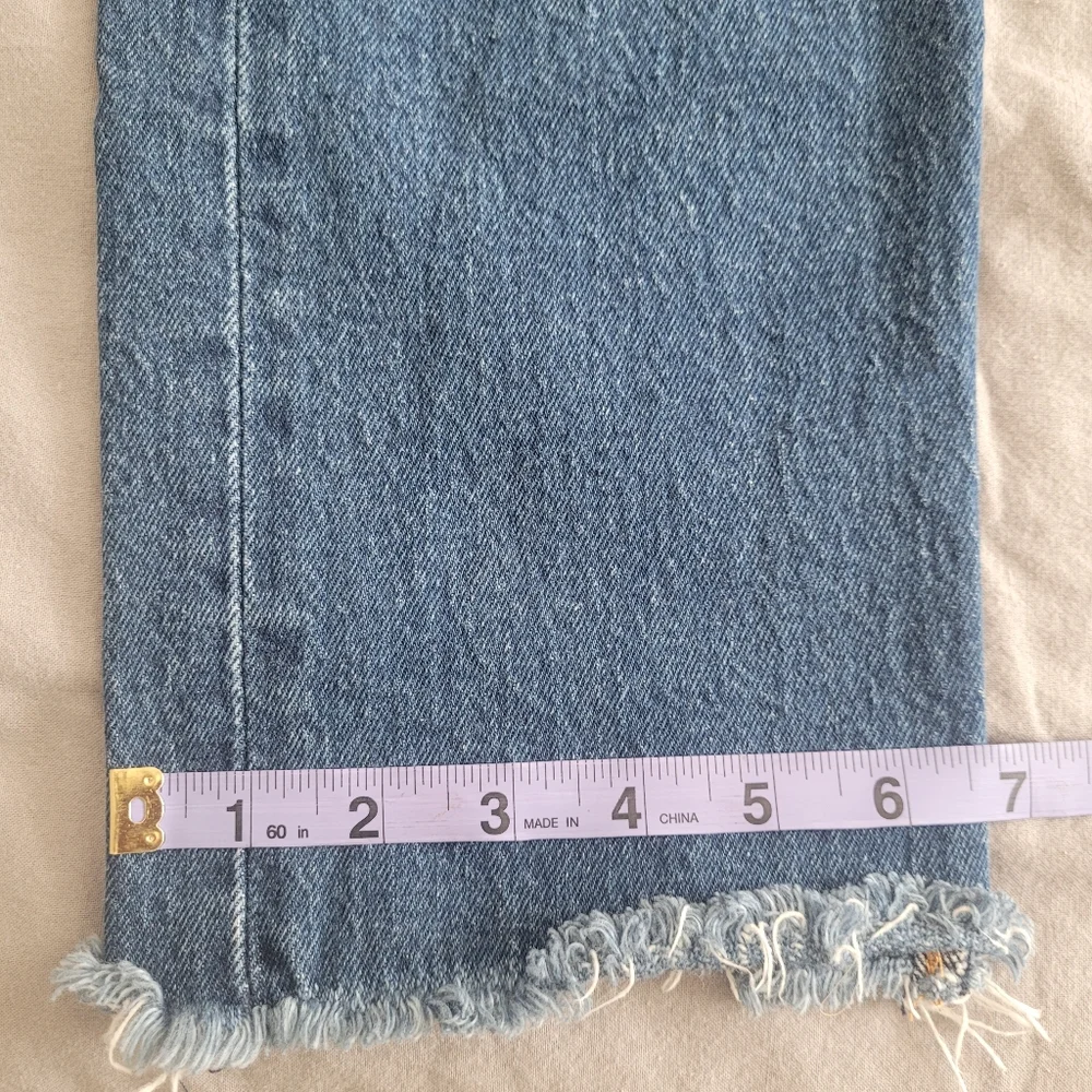 Levi's Wedgie Straight Medium Wash Denim Jeans Size W 26 L26 Women Frayed Hem - Picture 11 of 11